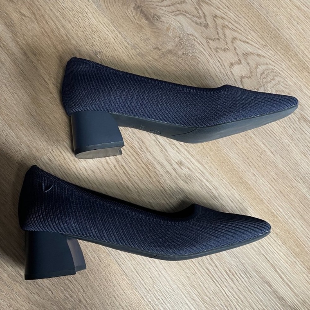 VIVAIA Melody Square Toe Chunky Heels navy blue size EU 36.5 us 6 - Picture 5 of 10